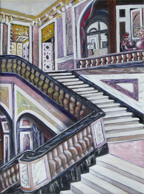 Painting of Le Grande Escalier in Versailles