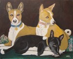 Painting entitled Beloved Basenjis